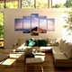 Set Tablouri Multicanvas, ArtDeco, Stele deasupra muntilor, Panza pe cadru de lemn, Decoratiuni Moderne pentru Casa, 5 piese, 60 x 100 cm
