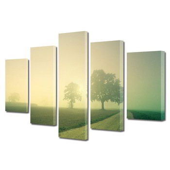Set Tablouri Multicanvas, ArtDeco, Copaci blurati, Panza pe cadru de lemn, Decoratiuni Moderne pentru Casa, 5 piese, 120 x 225 cm Set Tablouri Multicanvas, ArtDeco, Copaci blurati, Panza pe cadru de lemn, Decoratiuni Moderne pentru Casa, 5 piese, 120 x 225 cm