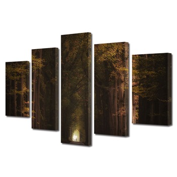 Set Tablouri Multicanvas, ArtDeco, Tunel tomnatic, Panza pe cadru de lemn, Decoratiuni Moderne pentru Casa, 5 piese, 120 x 225 cm Set Tablouri Multicanvas, ArtDeco, Tunel tomnatic, Panza pe cadru de lemn, Decoratiuni Moderne pentru Casa, 5 piese, 120 x 225 cm