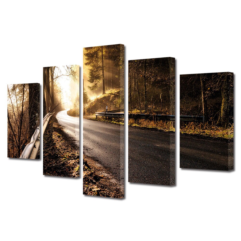 Set Tablouri Multicanvas, ArtDeco, Lumina puternica, Panza pe cadru de lemn, Decoratiuni Moderne pentru Casa, 5 piese, 60 x 100 cm