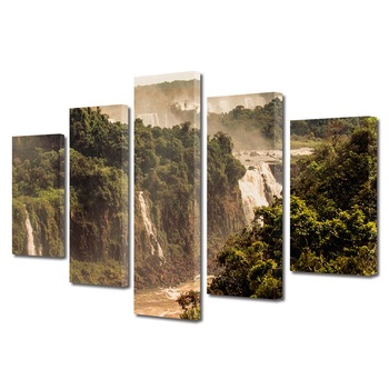 Set Tablouri Multicanvas, ArtDeco, Cascade in trepte, Panza pe cadru de lemn, Decoratiuni Moderne pentru Casa, 5 piese, 70 x 125 cm Set Tablouri Multicanvas, ArtDeco, Cascade in trepte, Panza pe cadru de lemn, Decoratiuni Moderne pentru Casa, 5 piese, 70 x 125 cm