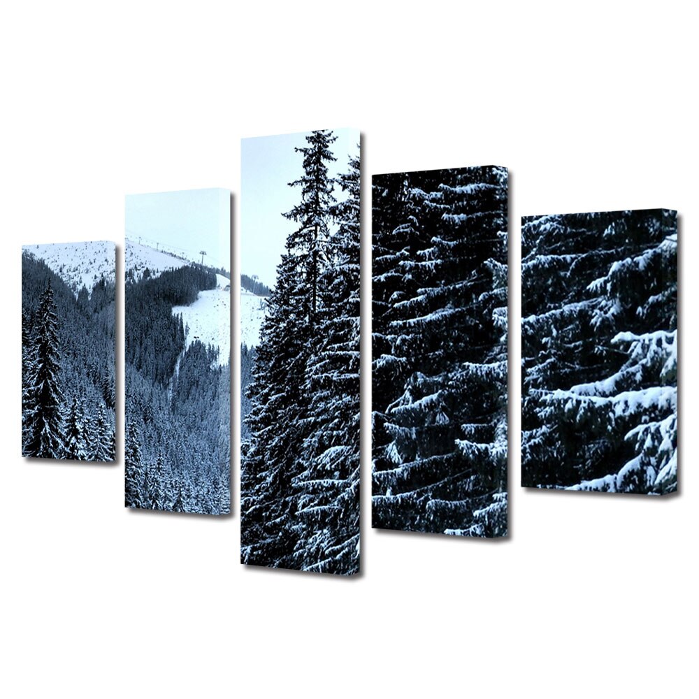 Set Tablouri Multicanvas, ArtDeco, Partie indepartata, Panza pe cadru de lemn, Decoratiuni Moderne pentru Casa, 5 piese, 70 x 125 cm