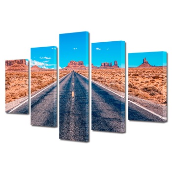 Set Tablouri Multicanvas, ArtDeco, Pe drum, Panza pe cadru de lemn, Decoratiuni Moderne pentru Casa, 5 piese, 110 x 200 cm Set Tablouri Multicanvas, ArtDeco, Pe drum, Panza pe cadru de lemn, Decoratiuni Moderne pentru Casa, 5 piese, 110 x 200 cm