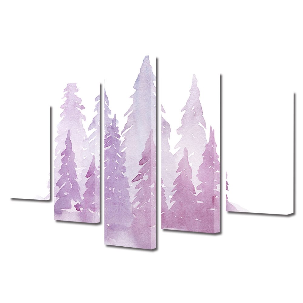 Set Tablouri Multicanvas, ArtDeco, Pictura cu brazi, Panza pe cadru de lemn, Decoratiuni Moderne pentru Casa, 5 piese, 60 x 100 cm