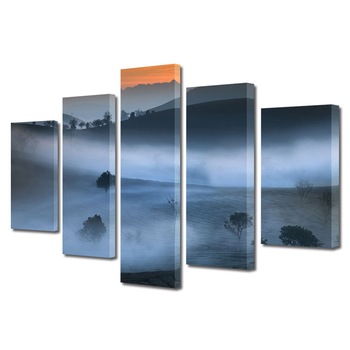 Set Tablouri Multicanvas, ArtDeco, Ceata imprastiata pe culmi, Panza pe cadru de lemn, Decoratiuni Moderne pentru Casa, 5 piese, 60 x 100 cm Set Tablouri Multicanvas, ArtDeco, Ceata imprastiata pe culmi, Panza pe cadru de lemn, Decoratiuni Moderne pentru Casa, 5 piese, 60 x 100 cm