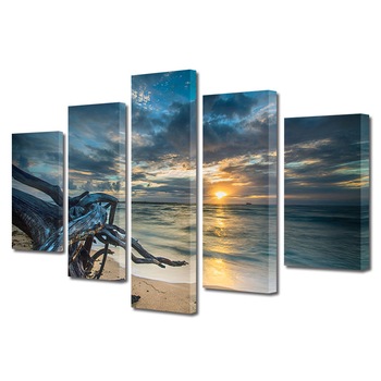 Set Tablouri Multicanvas, ArtDeco, Plaja melancolica, Panza pe cadru de lemn, Decoratiuni Moderne pentru Casa, 5 piese, 120 x 225 cm Set Tablouri Multicanvas, ArtDeco, Plaja melancolica, Panza pe cadru de lemn, Decoratiuni Moderne pentru Casa, 5 piese, 120 x 225 cm