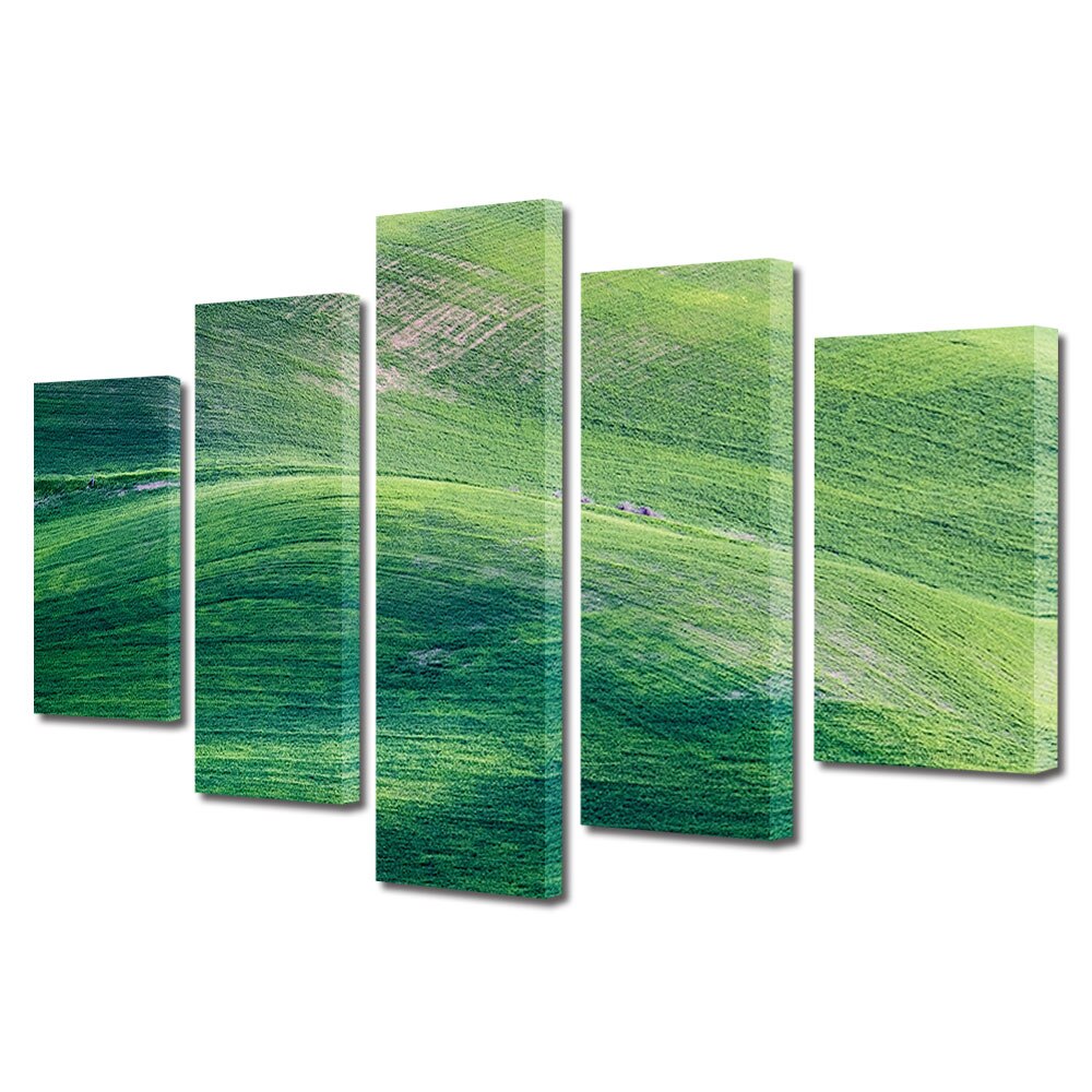 Set Tablouri Multicanvas, ArtDeco, Dealuri pictate, Panza pe cadru de lemn, Decoratiuni Moderne pentru Casa, 5 piese, 60 x 100 cm