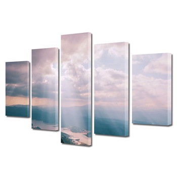 Set Tablouri Multicanvas, ArtDeco, Raze imprastiate, Panza pe cadru de lemn, Decoratiuni Moderne pentru Casa, 5 piese, 120 x 225 cm Set Tablouri Multicanvas, ArtDeco, Raze imprastiate, Panza pe cadru de lemn, Decoratiuni Moderne pentru Casa, 5 piese, 120 x 225 cm