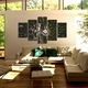 Set Tablouri Multicanvas, ArtDeco, Drum serpuit in padurea de brazi, Panza pe cadru de lemn, Decoratiuni Moderne pentru Casa, 5 piese, 60 x 100 cm