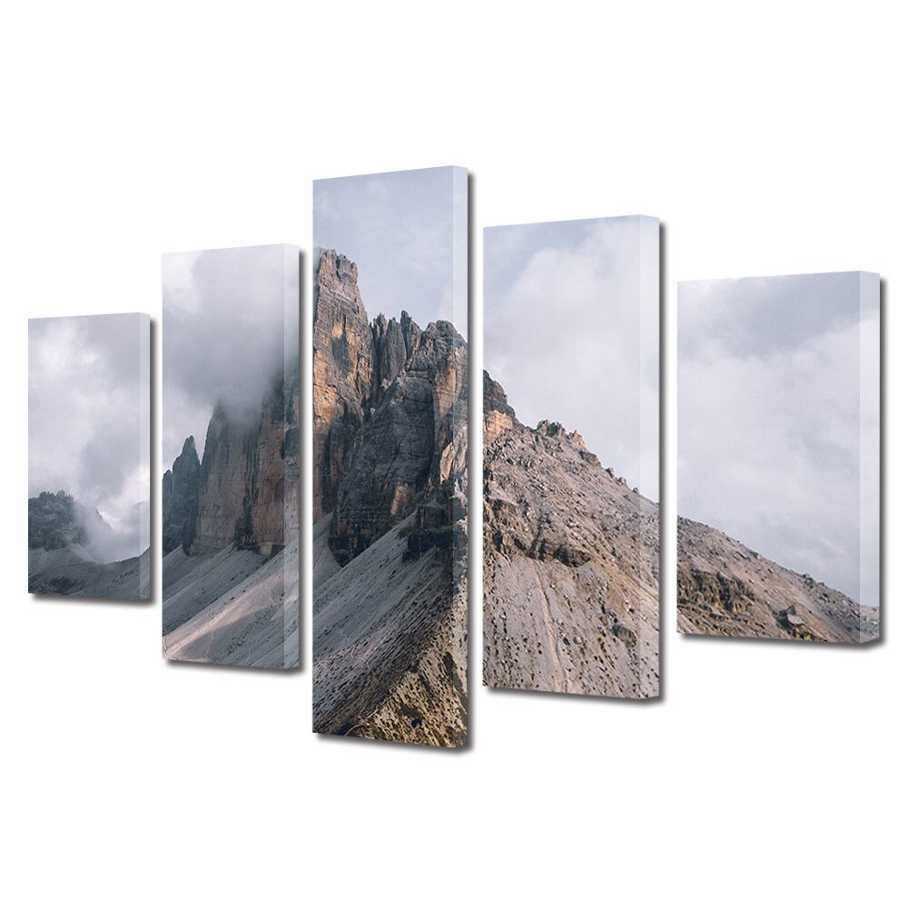 Set Tablouri Multicanvas, ArtDeco, Atingand norii, Panza pe cadru de lemn, Decoratiuni Moderne pentru Casa, 5 piese, 110 x 200 cm