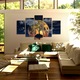 Set Tablouri Multicanvas, ArtDeco, Luna fantastica si silueta de copac, Panza pe cadru de lemn, Decoratiuni Moderne pentru Casa, 5 piese, 60 x 100 cm