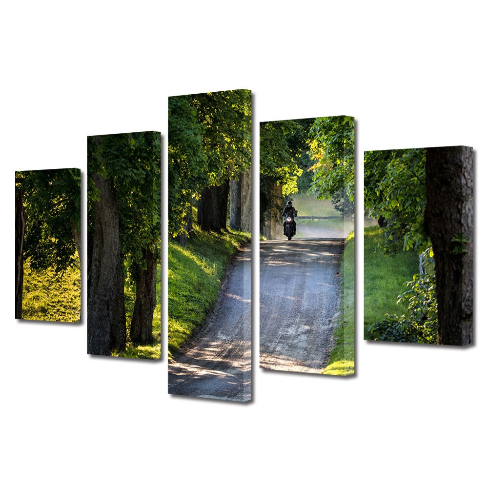 Set Tablouri Multicanvas, ArtDeco, Drum rural, Panza pe cadru de lemn, Decoratiuni Moderne pentru Casa, 5 piese, 60 x 100 cm