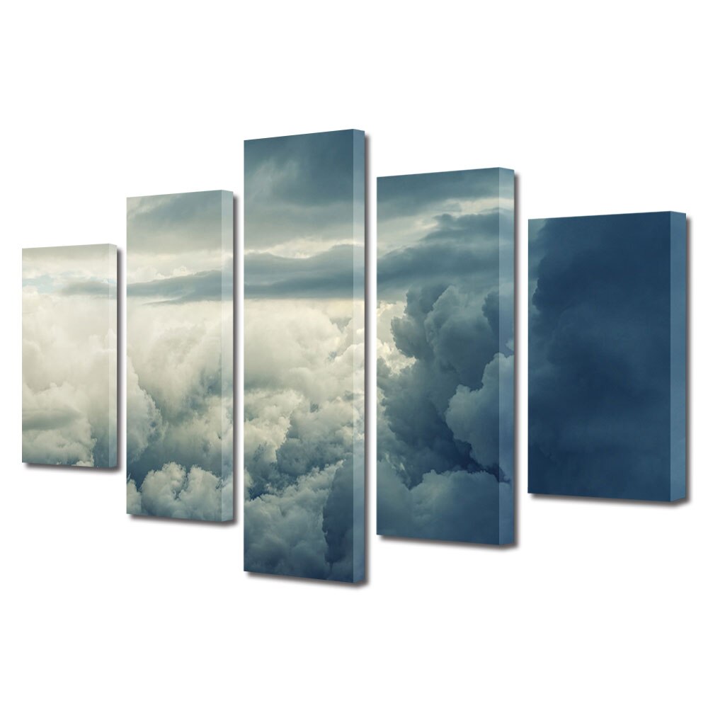 Set Tablouri Multicanvas, ArtDeco, Nori pufosi, Panza pe cadru de lemn, Decoratiuni Moderne pentru Casa, 5 piese, 60 x 100 cm