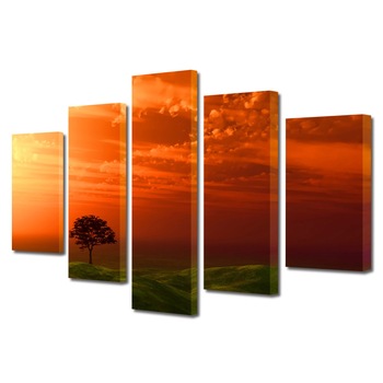 Set Tablouri Multicanvas, ArtDeco, Arbore sub cerul rosu, Panza pe cadru de lemn, Decoratiuni Moderne pentru Casa, 5 piese, 70 x 125 cm Set Tablouri Multicanvas, ArtDeco, Arbore sub cerul rosu, Panza pe cadru de lemn, Decoratiuni Moderne pentru Casa, 5 piese, 70 x 125 cm