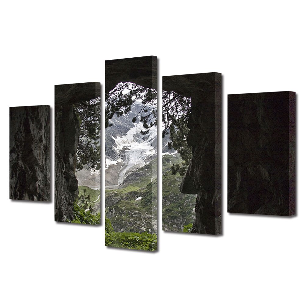 Set Tablouri Multicanvas, ArtDeco, Tunel catre munte, Panza pe cadru de lemn, Decoratiuni Moderne pentru Casa, 5 piese, 70 x 125 cm