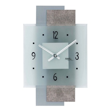 Ceas de perete AMS 9443, Quartz, Transparent, Analogic, Modern Ceas de perete AMS 9443, Quartz, Transparent, Analogic, Modern