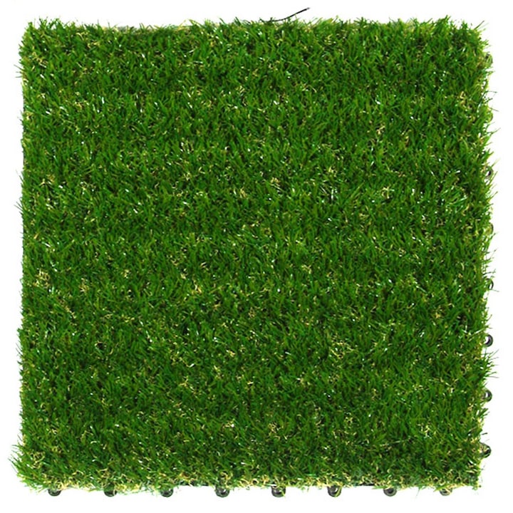 Corvor iarba tip gazon cu flori, Dragmari Luxury Decor, 30,5x30,5 cm, verde