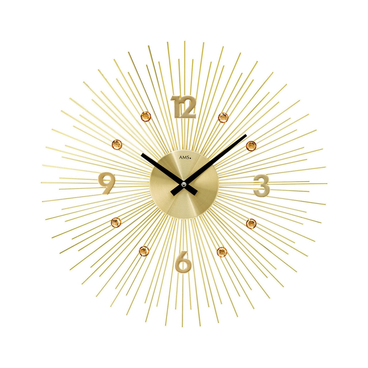 Ceas de perete AMS 9611, Quartz, Auriu, Analogic, Modern