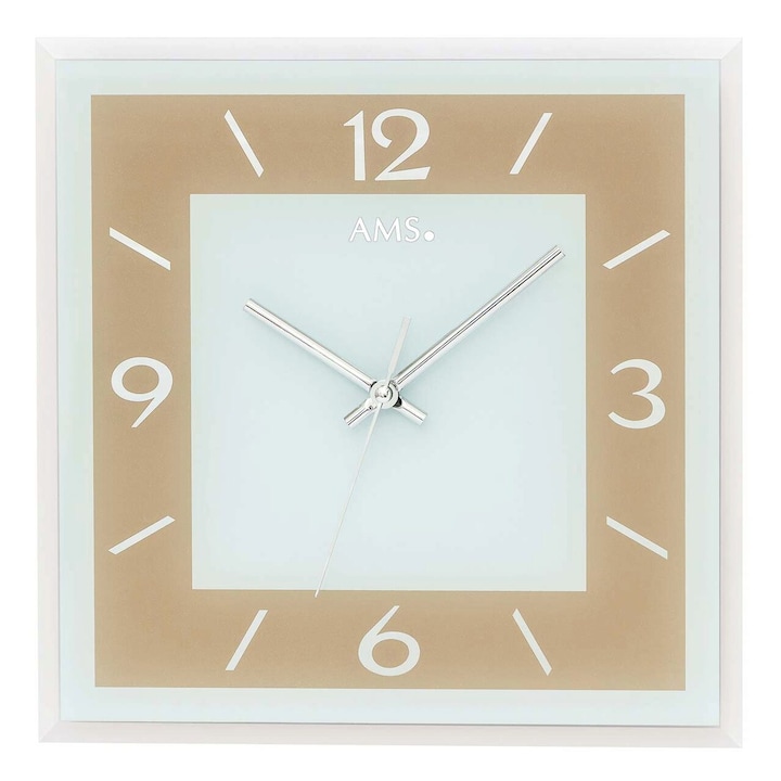 Стенен часовник AMS 9574, кварцов, златен, аналогов, модерен