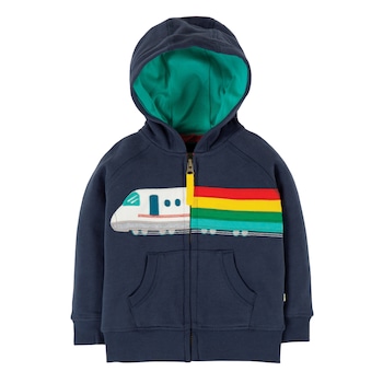 Hanorac Hoody, tren de viteza, bumbac organic, albastru, bebe Hanorac Hoody, tren de viteza, bumbac organic, albastru, bebe