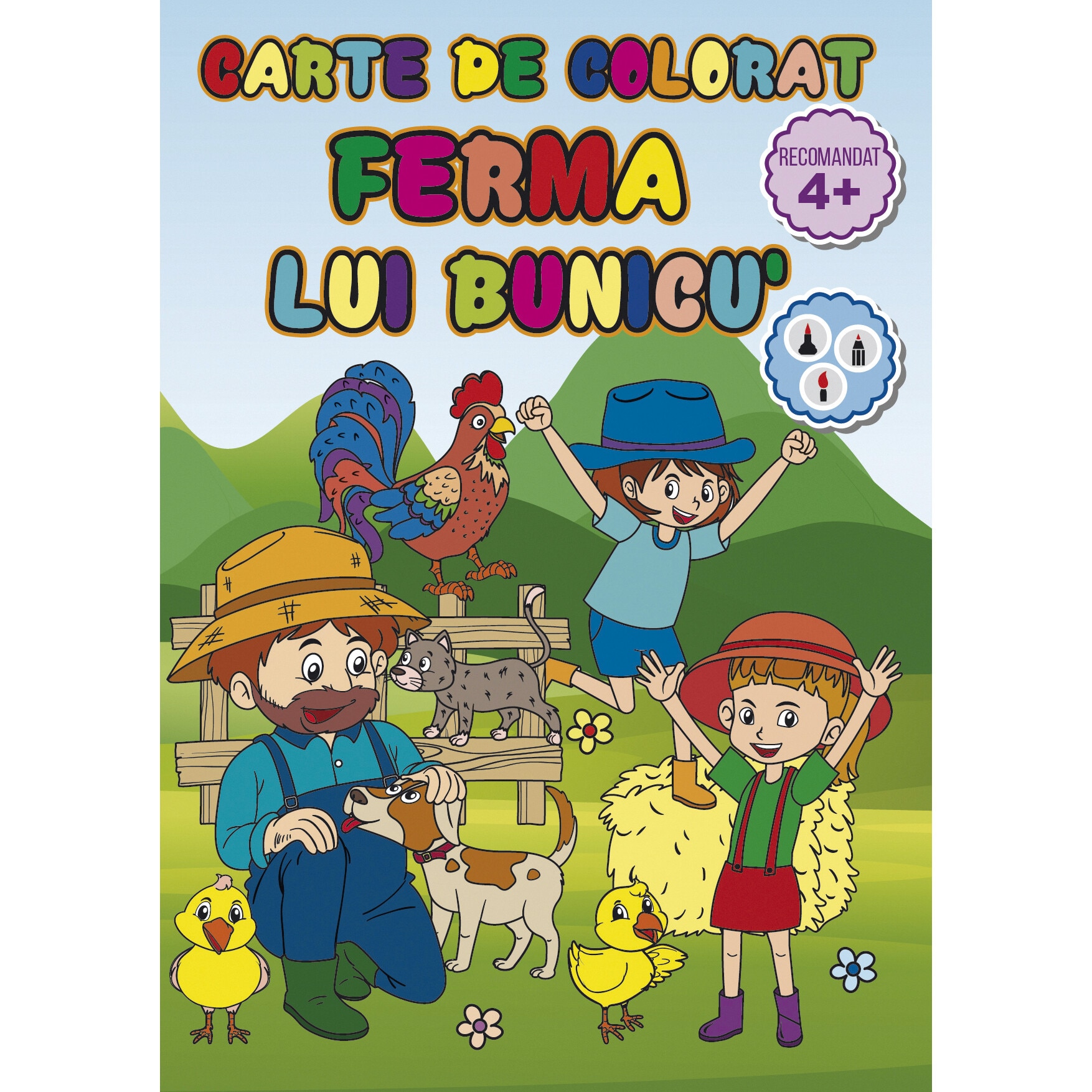 Carte de colorat Ferma lui Bunicu, A4 24 pagini