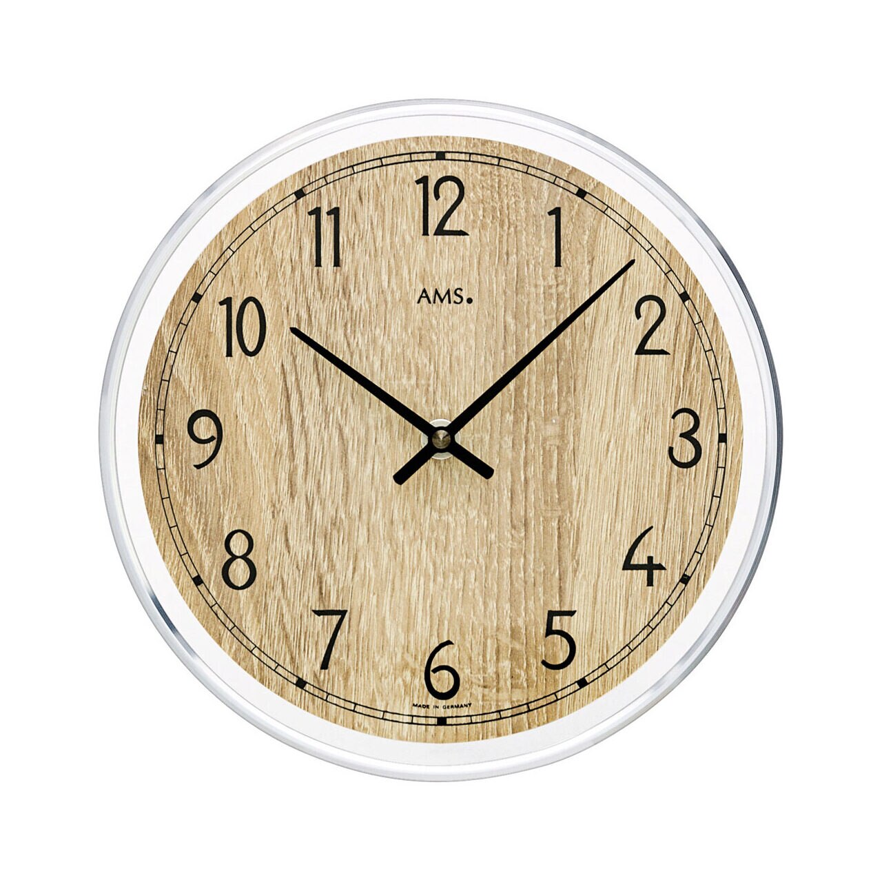 Ceas de perete AMS 9631, Quartz, Maro, Analogic, Clasic