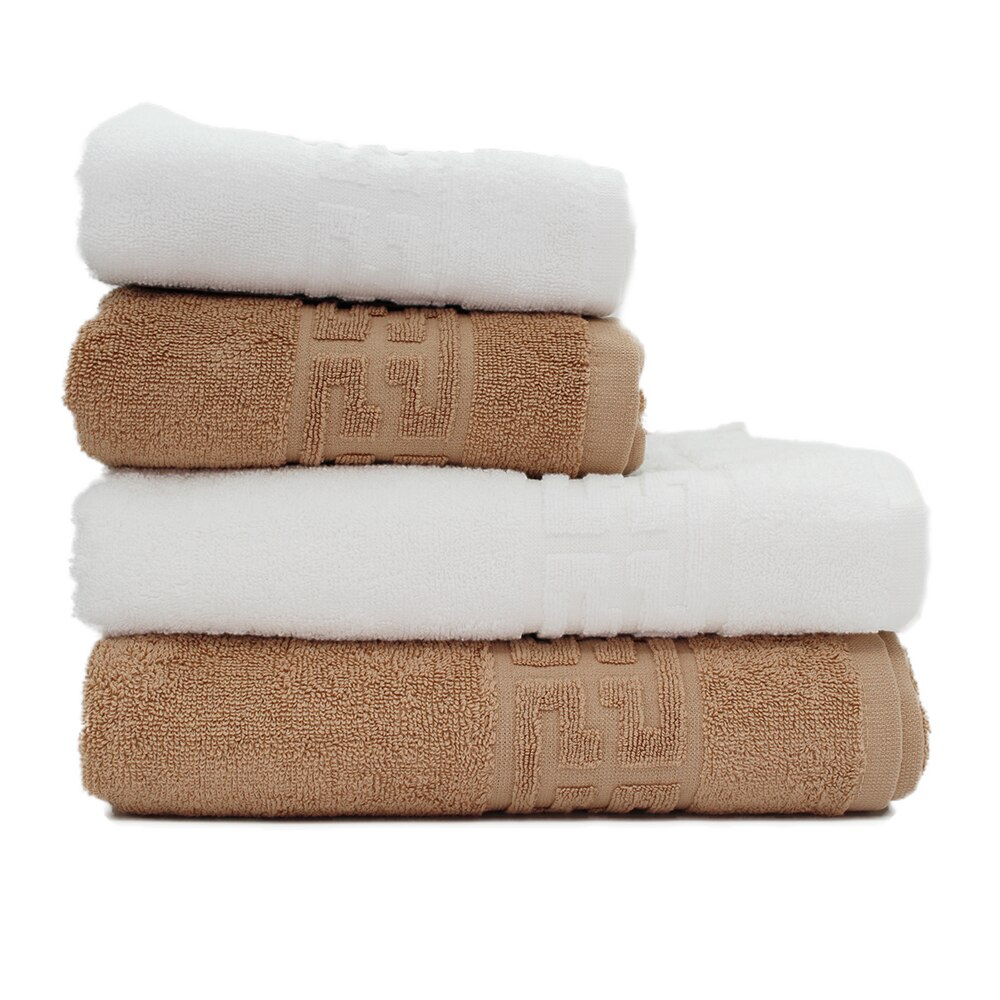 Set 4 Prosoape Dormipro, 100% Bumbac, 50x90cm/70x130cm, Alb/Bej, 550 gr/m²