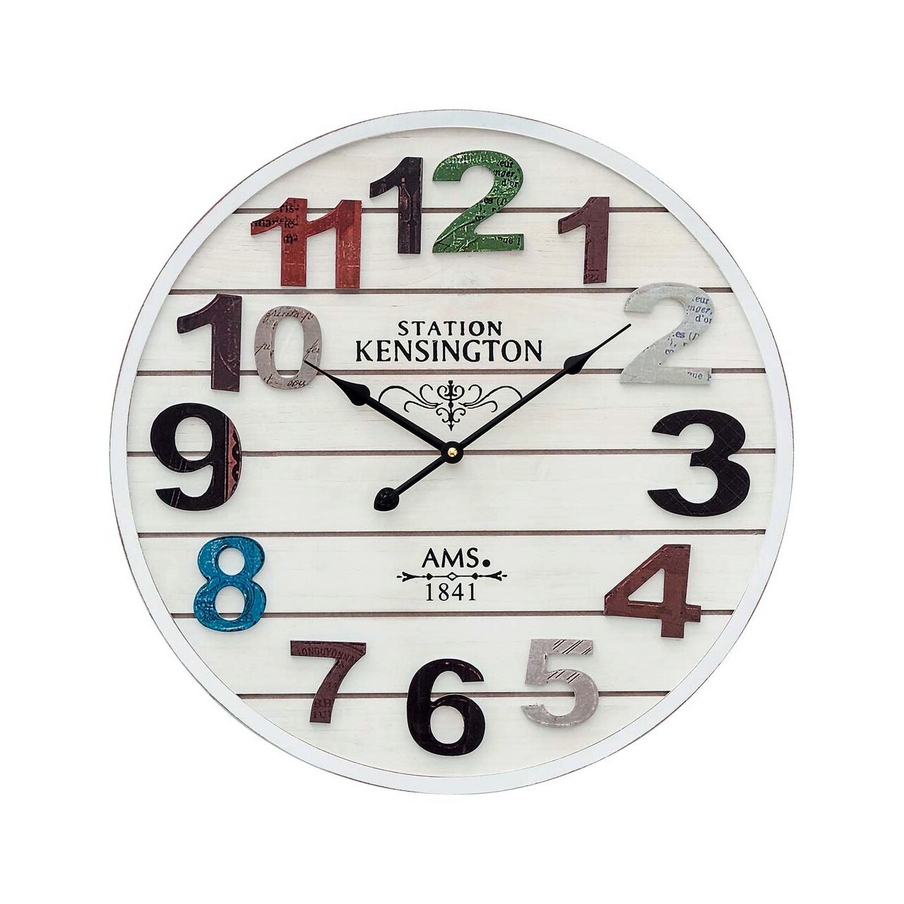 Ceas de perete AMS 9538, Quartz, Alb, Analogic, Clasic