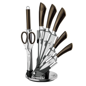 Set cutite din inox pe suport rotativ, 8 piese, maner negru, Berlinger Haus, BH2668 Set cutite din inox pe suport rotativ, 8 piese, maner negru, Berlinger Haus, BH2668