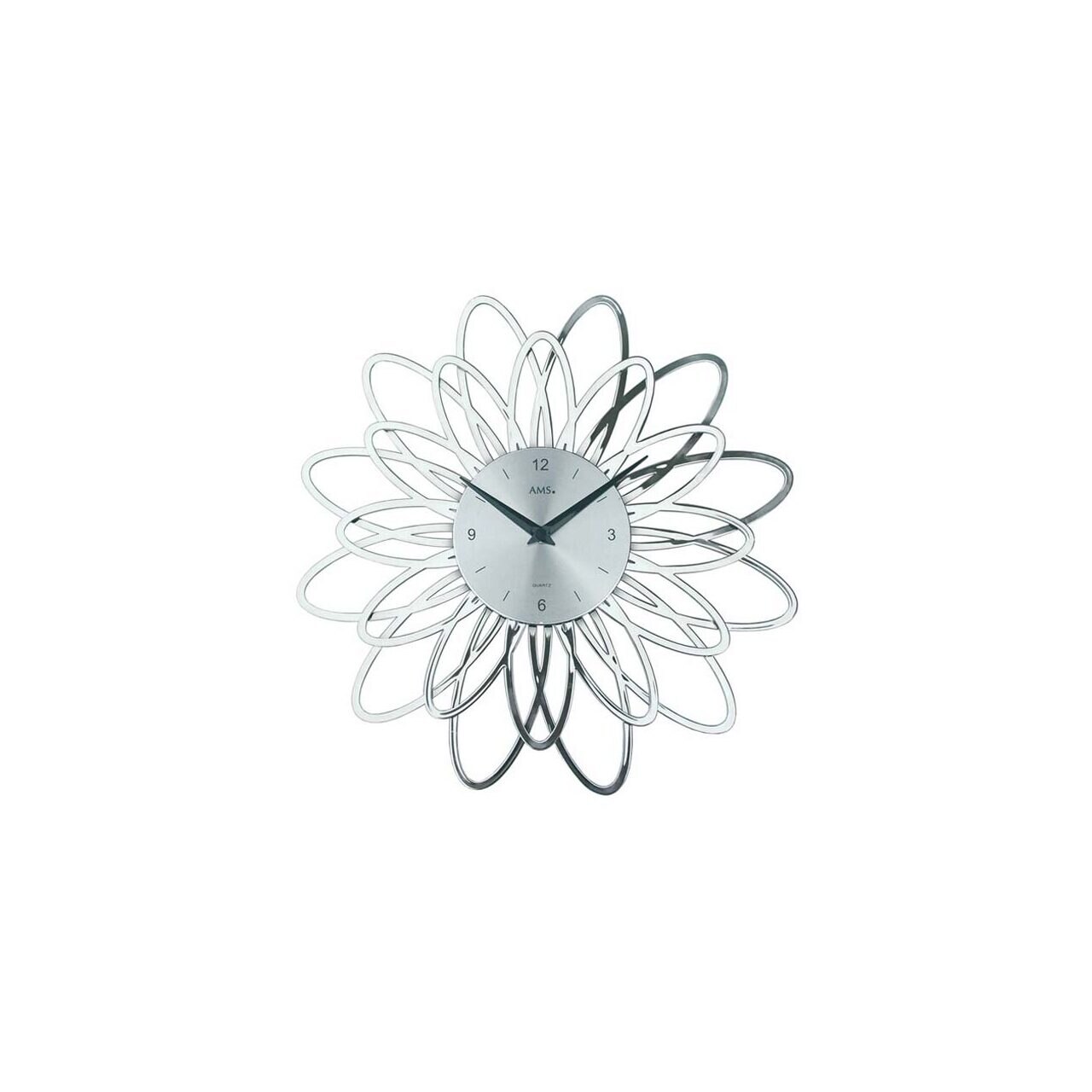 Ceas de perete AMS 9362, Quartz, Argintiu, Analogic, Modern