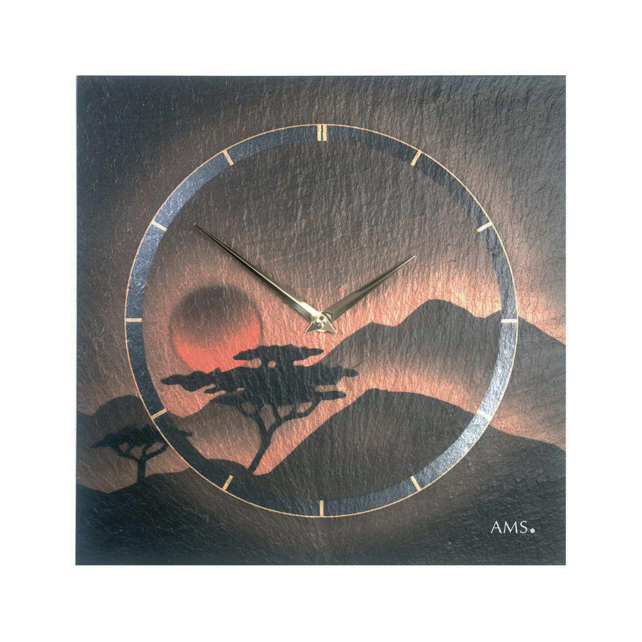 Ceas de perete AMS 9515, Quartz, Gri, Analogic, Modern