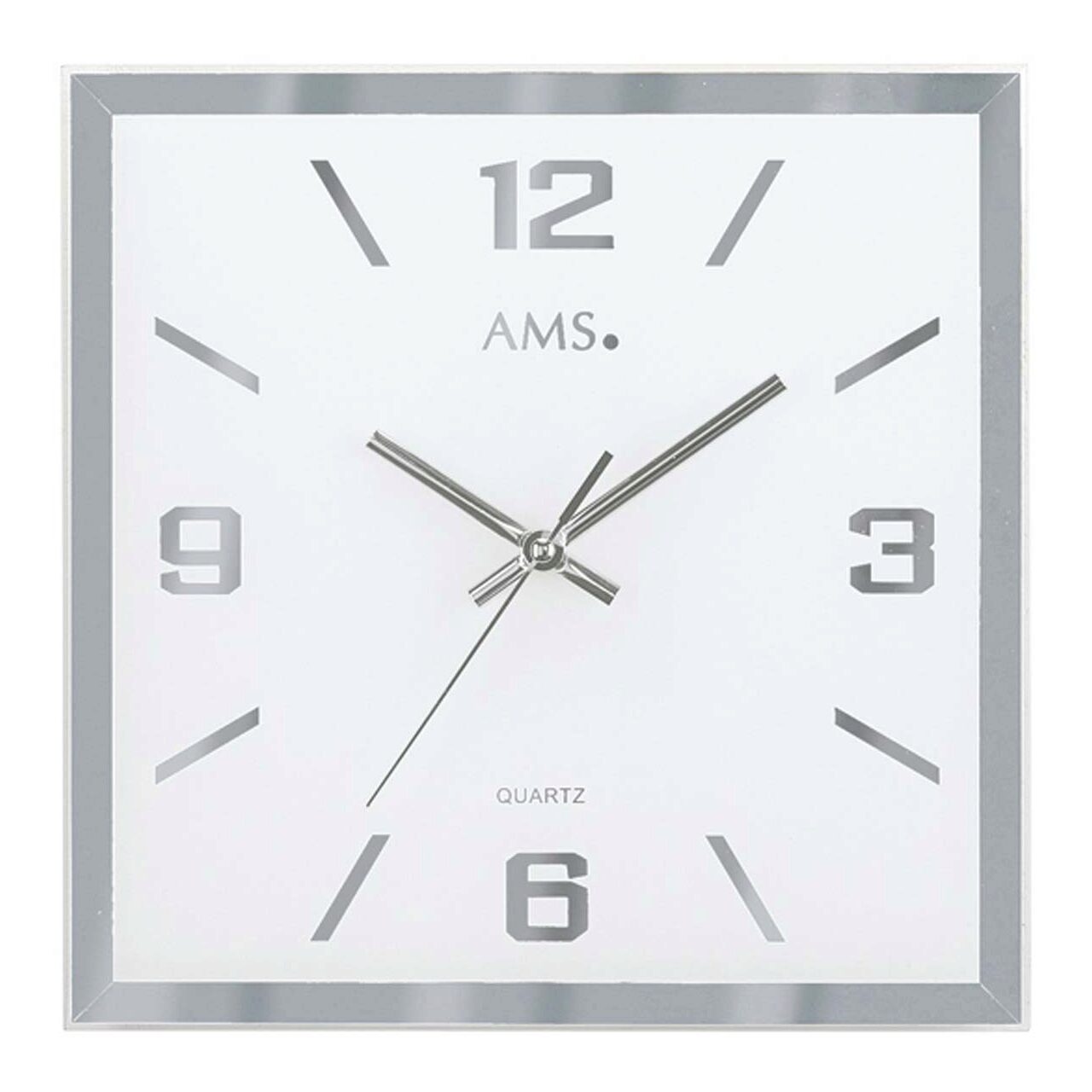 Ceas de perete AMS 9324, Quartz, Schwarz, Analogic, Modern