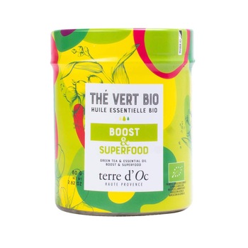 Ceai organic de plante cu uleiuri esentiale Boost,Terre d'Oc,80 g Ceai organic de plante cu uleiuri esentiale Boost,Terre d'Oc,80 g