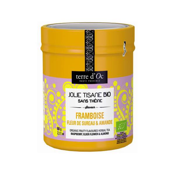 Ceai organic cu zmeura, migdale si flori de soc , Terre d'Oc, 80 g