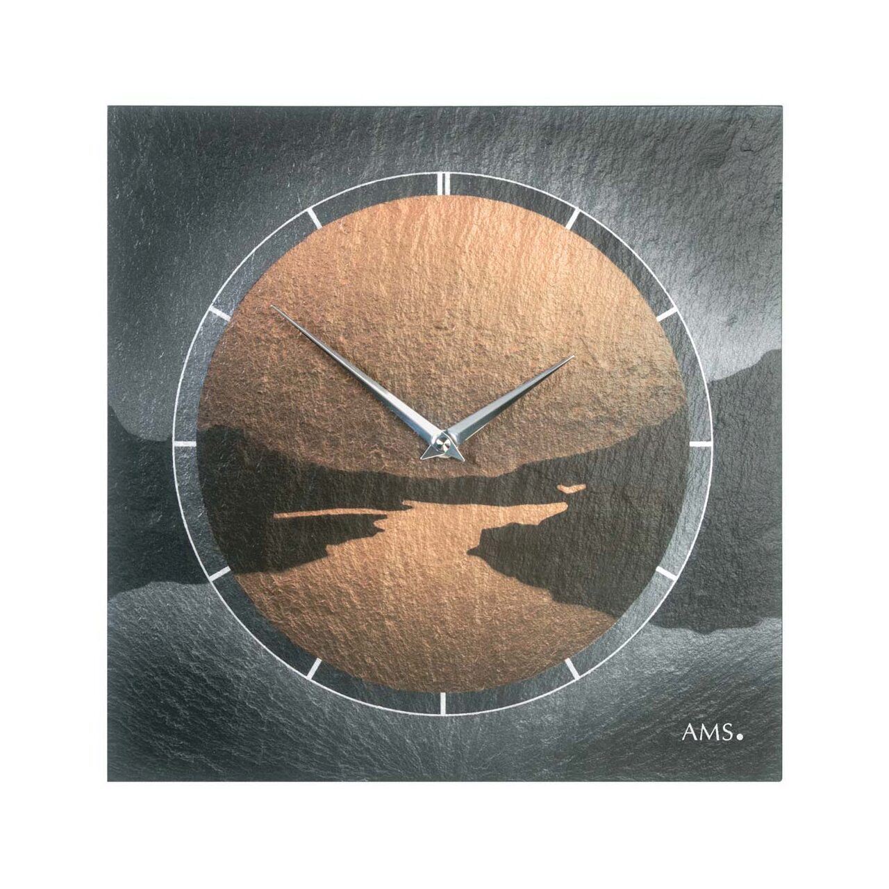 Ceas de perete AMS 9513, Quartz, Gri, Analogic, Modern