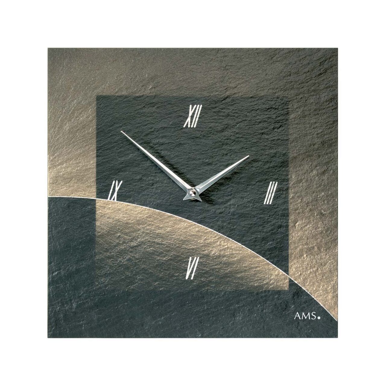 Ceas de perete AMS 9519, Quartz, Negru, Analogic, Modern