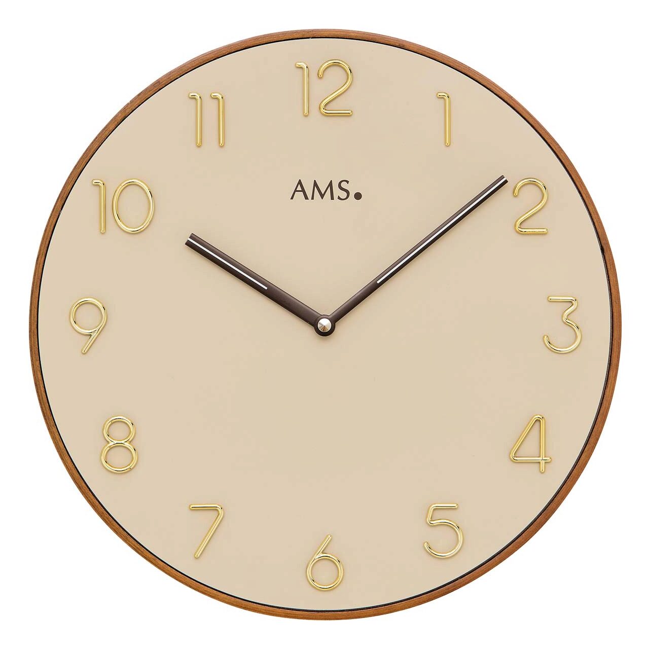 Ceas de perete AMS 9563, Quartz, Bej, Analogic, Modern