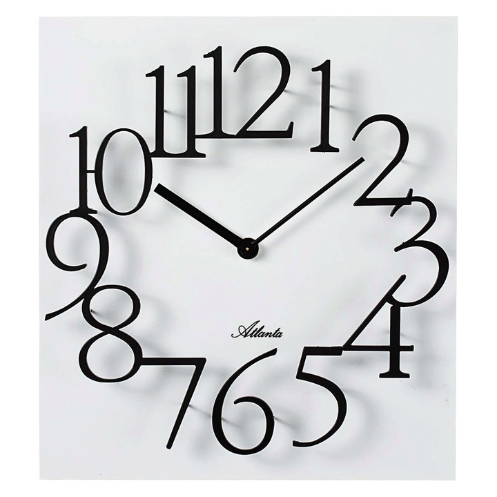 Ceas de perete Atlanta 4511/0, Quartz, Alb, Analogic, Modern