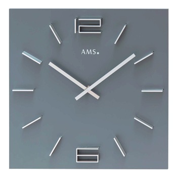 Ceas de perete AMS 9594, Quartz, Gri, Analogic, Modern Ceas de perete AMS 9594, Quartz, Gri, Analogic, Modern