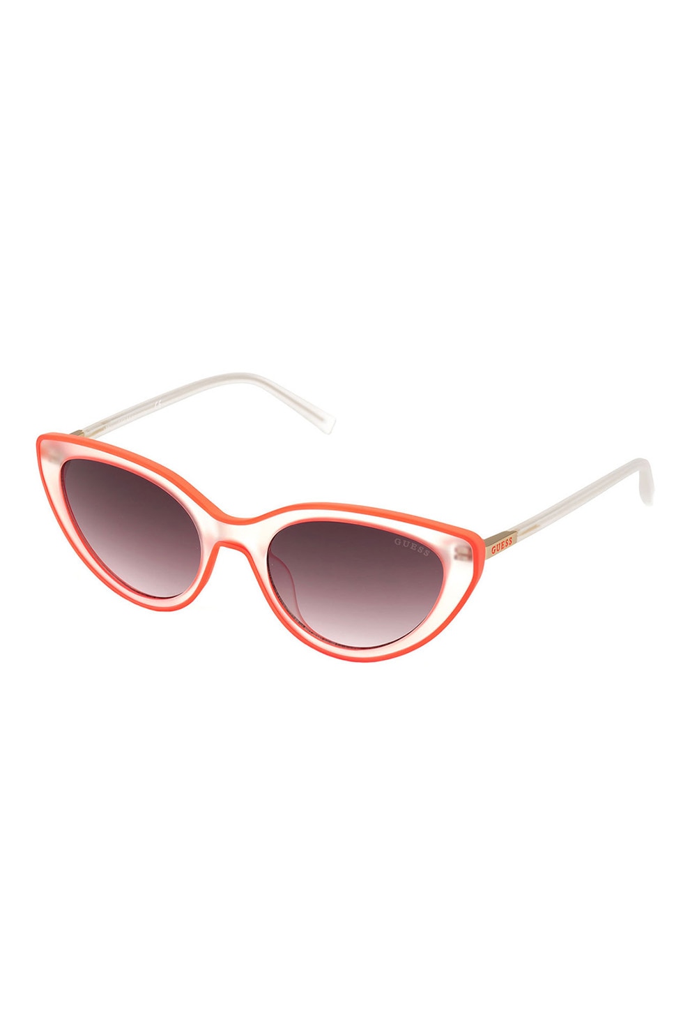 Guess, Ochelari de soare cat-eye cu lentile in degrade, Oranj/Alb transparent, 54-20-145 Standard