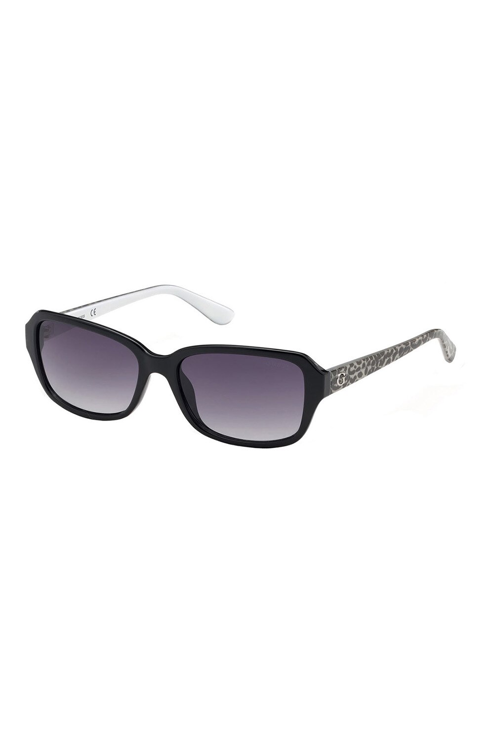 Guess, Ochelari de soare dreptunghiulari, Negru/Gri, 56-17-145 Standard