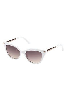 Guess, Ochelari de soare cat-eye cu lentile in degrade, Alb/Auriu rose, 54-18-145 Standard Guess, Ochelari de soare cat-eye cu lentile in degrade, Alb/Auriu rose, 54-18-145 Standard