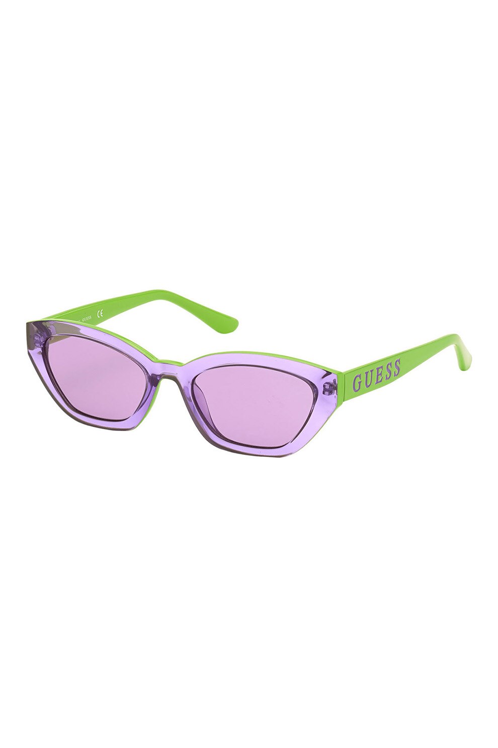 Guess, Ochelari de soare in doua nuante, verde electric, lila, 53-19-140 Standard