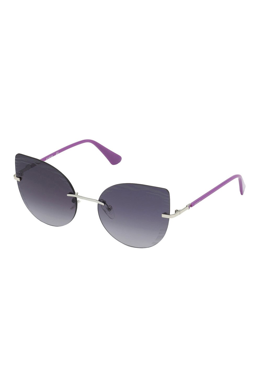 Guess, Ochelari de soare cat-eye cu lentile uni, Argintiu/violet ametist, 57-19-140 Standard