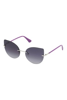 Guess, Ochelari de soare cat-eye cu lentile uni, Argintiu/violet ametist, 57-19-140 Standard Guess, Ochelari de soare cat-eye cu lentile uni, Argintiu/violet ametist, 57-19-140 Standard