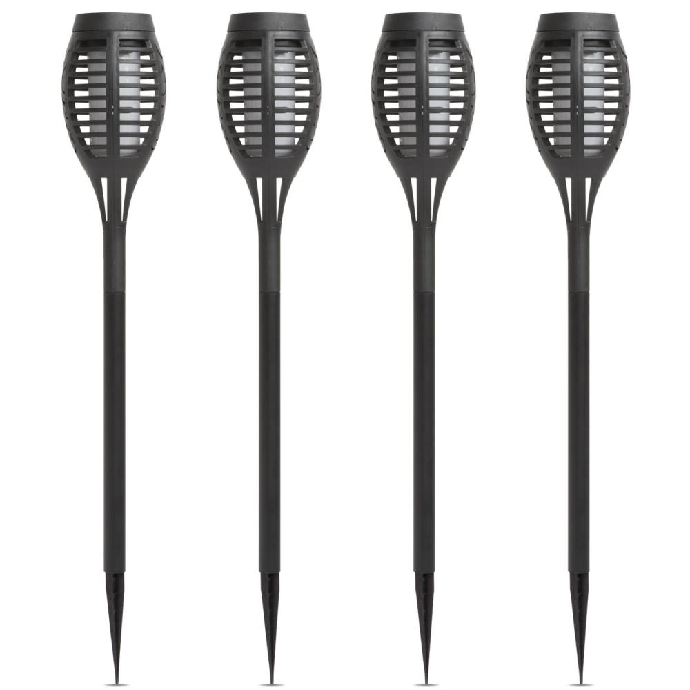 Set 4 buc Lampa Solara LED tip Torta cu Imitatie Flacara Miscatoare, Inaltime 48cm