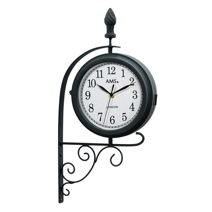 Ceas de perete AMS 9433, Quartz, Alb, Analogic, Modern