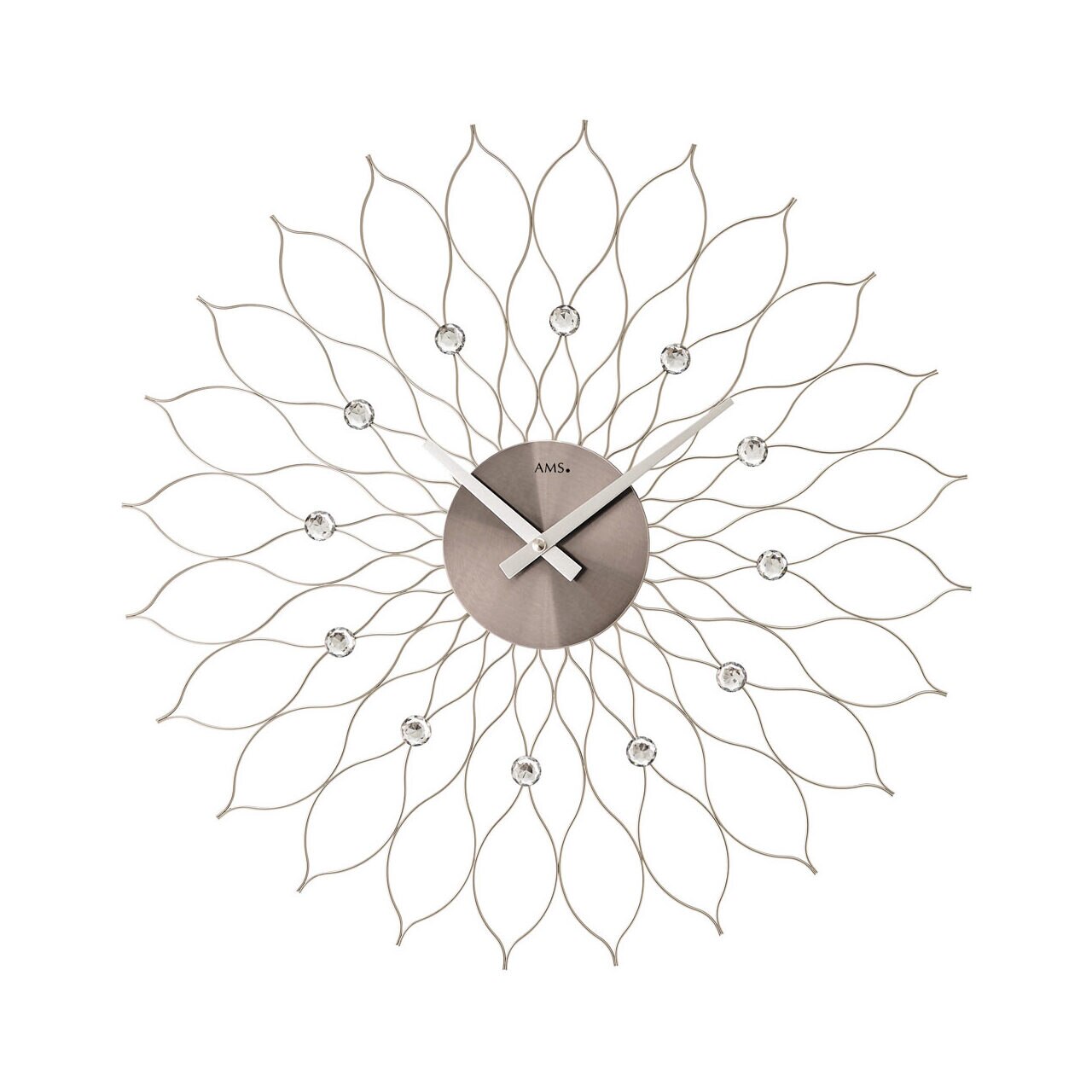 Ceas de perete AMS 9608, Quartz, Argintiu, Analogic, Modern