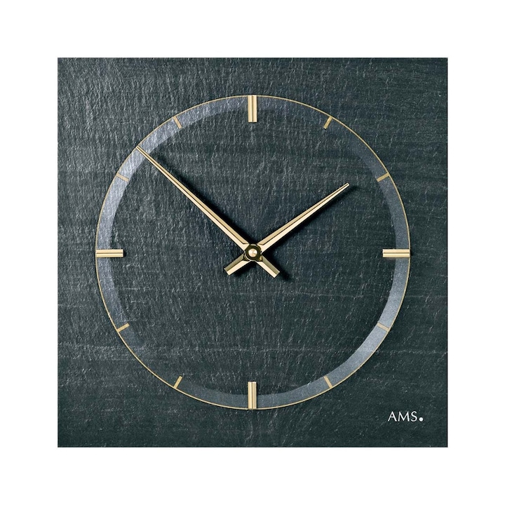 Стенен часовник AMS 9516, кварцов, черен, аналогов, модерен
