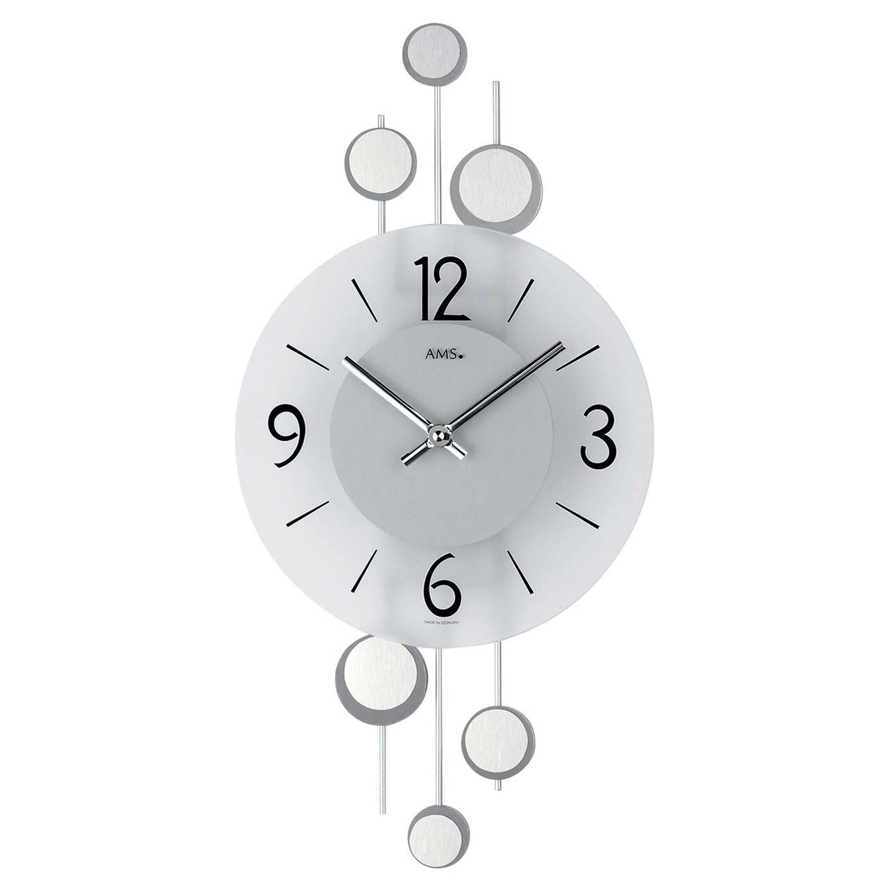 Ceas de perete AMS 9388, Quartz, Silber, Analogic, Modern